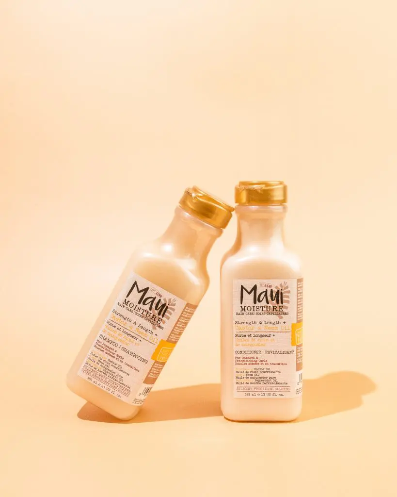 hair care product photography with maui moisture strength + length collection
