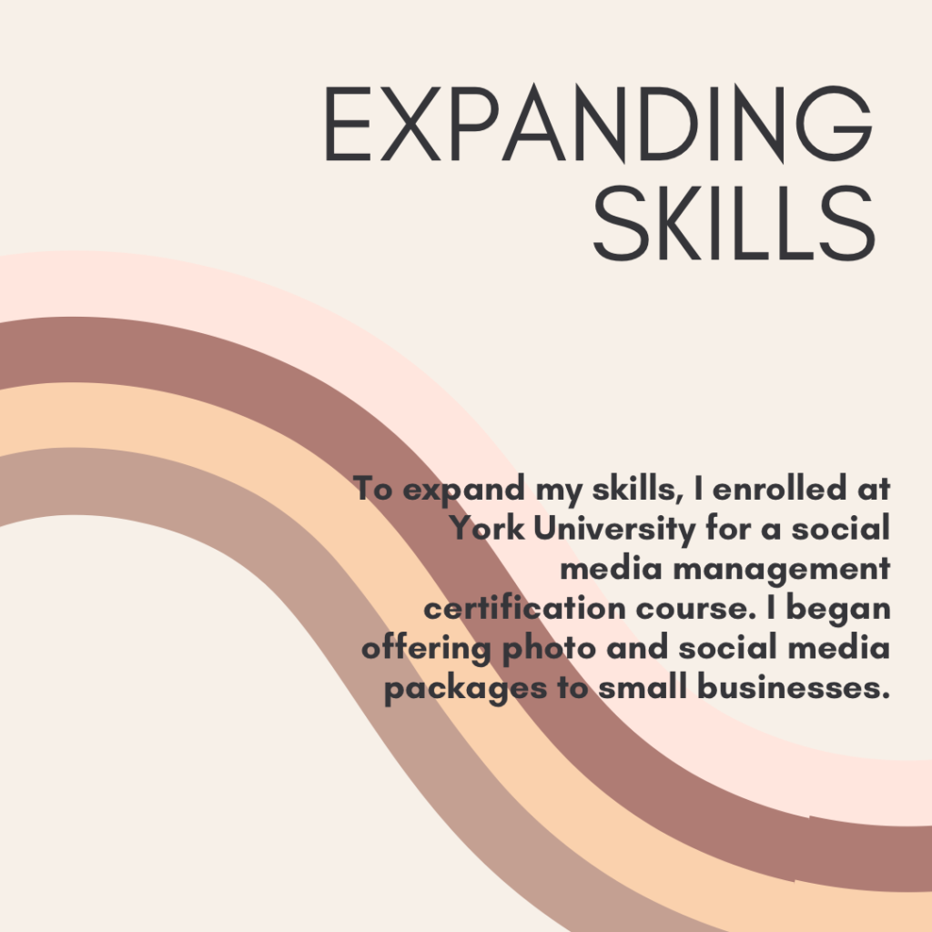 Expanding my skills with a social media management program
becoming a full time freelancer